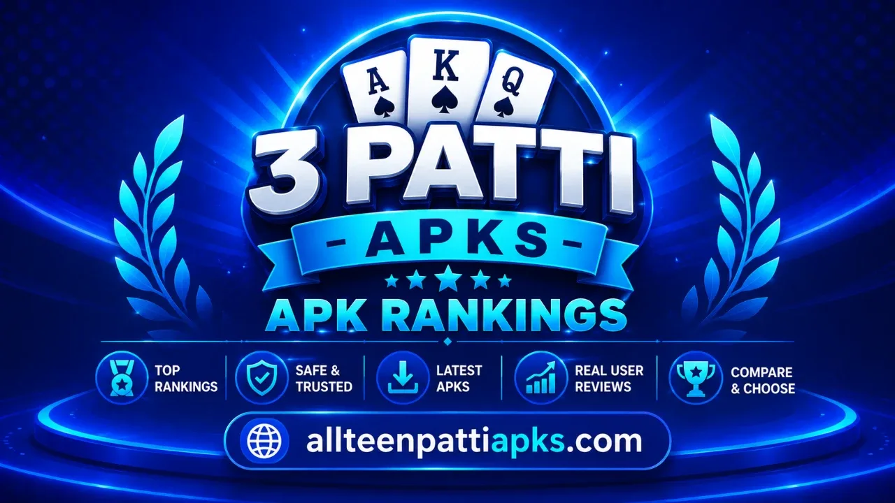 AllTeenPattiAPKs promo-scan banner with stacked Teen Patti tiles, PKR-safe wording cues, and carousel-ready contrast for Pakistan readers