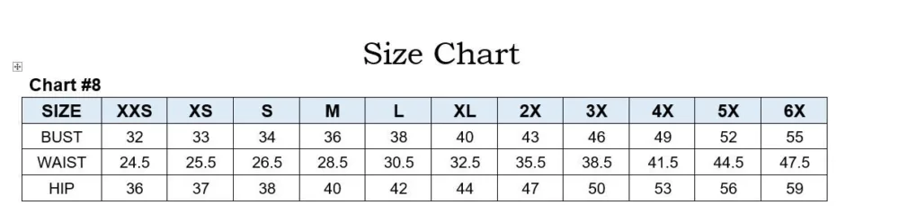 size chart 8 cd