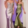 EMBELLISHED LACE & SATIN FITTED GOWN CC2401