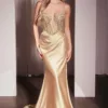 CRYSTAL & SATIN FITTED DRESS CC8879