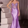 CRYSTAL & SATIN FITTED DRESS CC8879