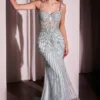 FITTED PEARL & CRYSTAL GOWN CD766