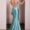 FITTED SATIN & LACE GOWN CD775