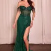 FULLY EMBELLISHED OFF THE SHOULDER EVENING GOWN CD848