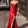 STRAPLESS SATIN CORSET DRESS CM378