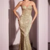 STRAPLESS GLITTER EMBELLISHED GOWN J871