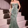 STRAPLESS GLITTER EMBELLISHED GOWN J871