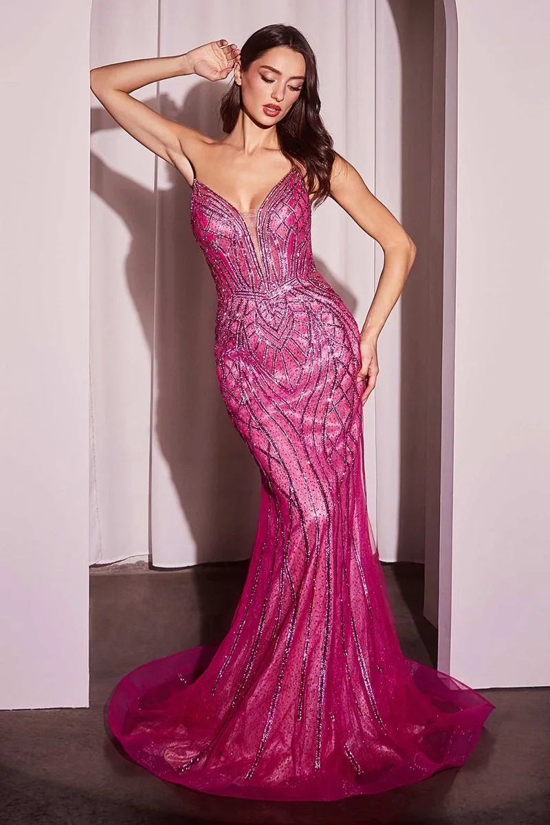 CRYSTAL STRAPLESS EMBELLISHED MERMAID GOWN CC6018