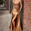STRAPLESS CRYSTAL SATIN GOWN CD773