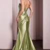 FITTED STRAPLESS LACE & SATIN GOWN KV1116