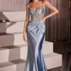 FITTED SATIN EMBELLISHED DRESS CD752