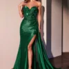 STRAPLESS SWEETHEART FITTED SATIN DRESS CDS530