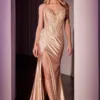 STRAPLESS LACE & STRETCH SATIN GOWN CDS521