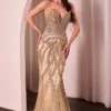 PEARL & CRYSTAL STRAPLESS FITTED DRESS CC0688