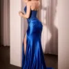 SATIN & LACE STRAPLESS FITTED GOWN KV1112